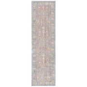 SAFAVIEH Valencia Grigor Traditional Polyester Runner Rug, Grey/Multi, 2'3" x 8'