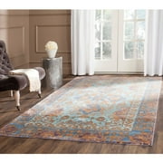 SAFAVIEH Valencia Jerrald Traditional Polyester Area Rug, Blue/Gold, 4' x 6'