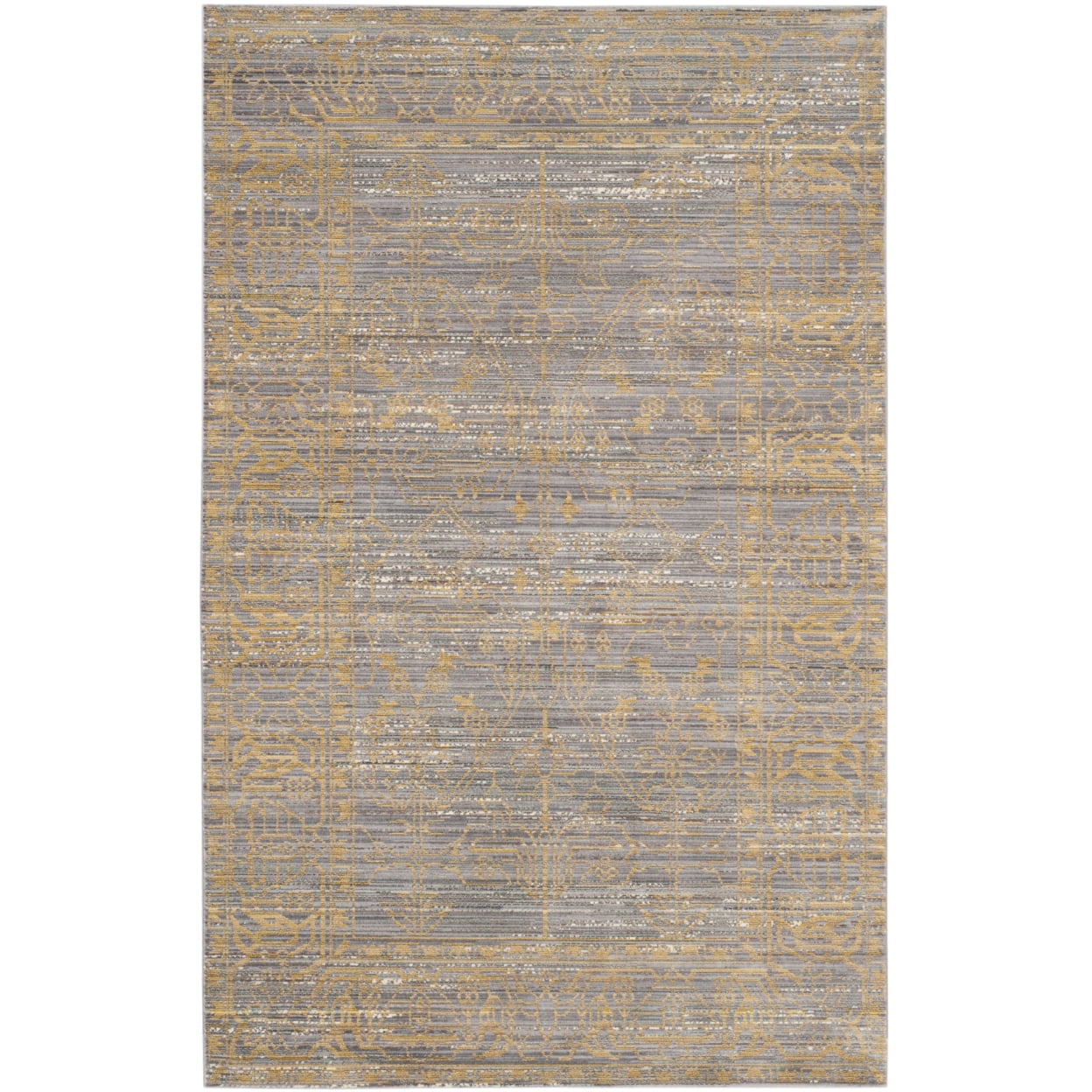 Valencia Overdyed Grey & Gold Hand-Knotted 5' x 8' Area Rug