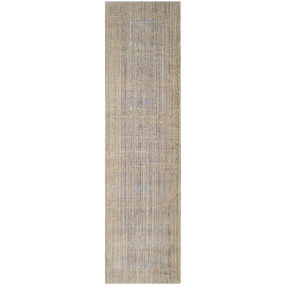 SAFAVIEH Valencia Julian Overdyed Polyester Runner Rug, Grey/Gold, 2'3" x 6'