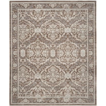 SAFAVIEH Valencia Lacklan Damask Polyester Area Rug, Grey/Brown, 8' x 10'