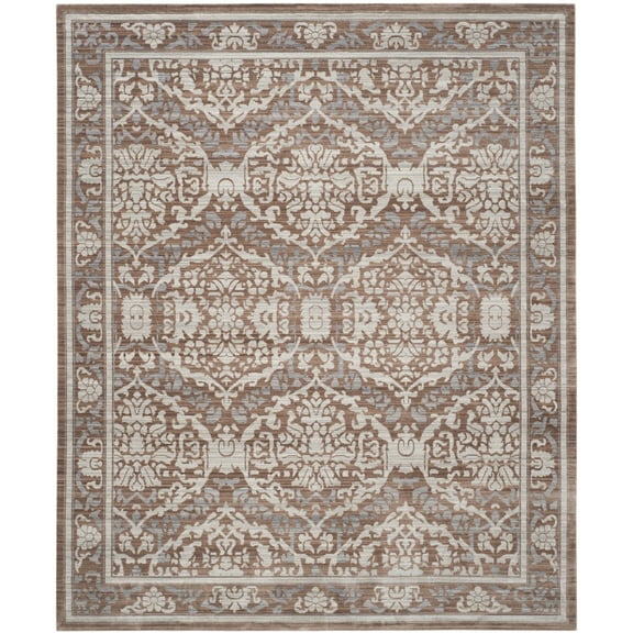 SAFAVIEH Valencia Lacklan Damask Polyester Area Rug, Grey/Brown, 8' x 10'