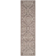 SAFAVIEH Valencia Lacklan Damask Polyester Runner Rug, Grey/Brown, 2'3" x 8'