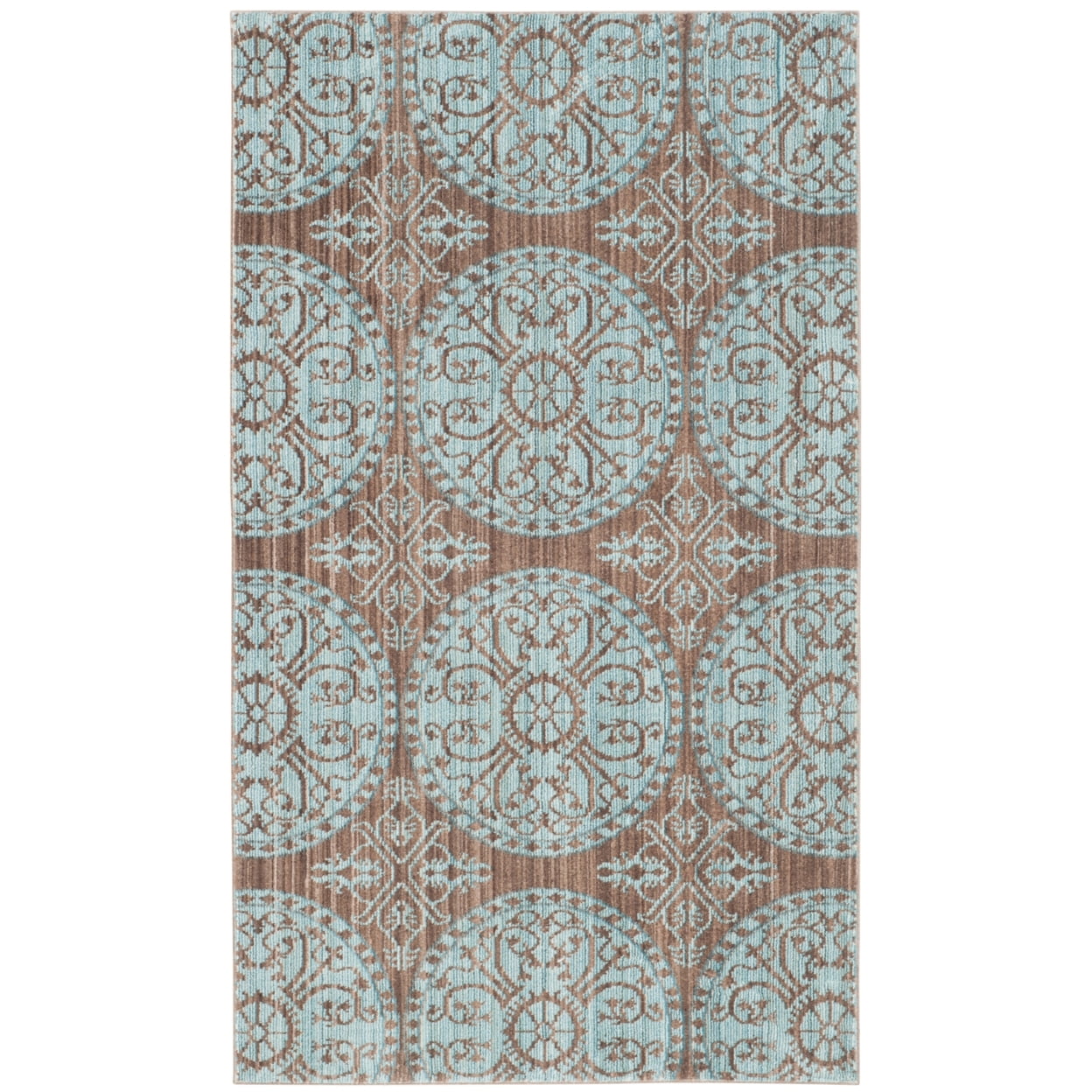 Valencia Brown and Blue 4' x 6' Synthetic Reversible Area Rug