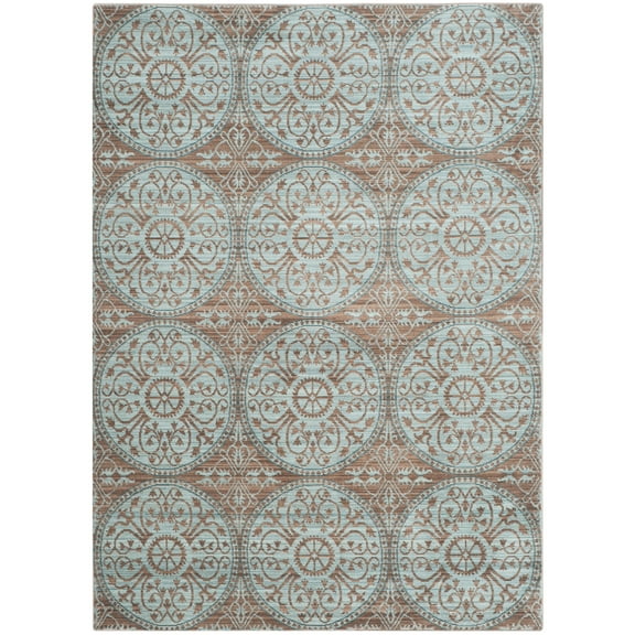 SAFAVIEH Valencia Larry Medallion Polyester Area Rug, Brown/Alpine, 4' x 6'