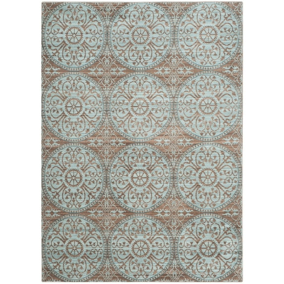 SAFAVIEH Valencia Larry Medallion Polyester Area Rug, Brown/Alpine, 5' x 8'