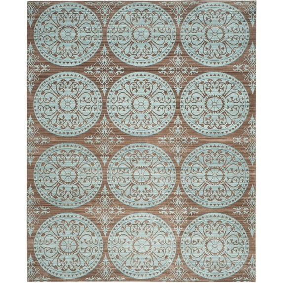 SAFAVIEH Valencia Larry Medallion Polyester Area Rug, Brown/Alpine, 9' x 12'