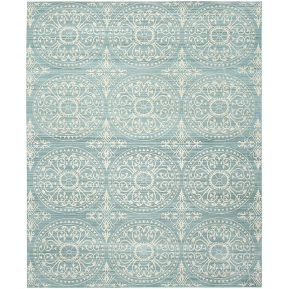 SAFAVIEH Valencia Larry Medallion Polyester Runner Rug, Alpine/Cream, 2'3" x 8'