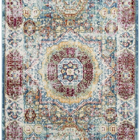 SAFAVIEH Valencia Makayla Overdyed Polyester Area Rug, Blue/Multi, 4' x 6'