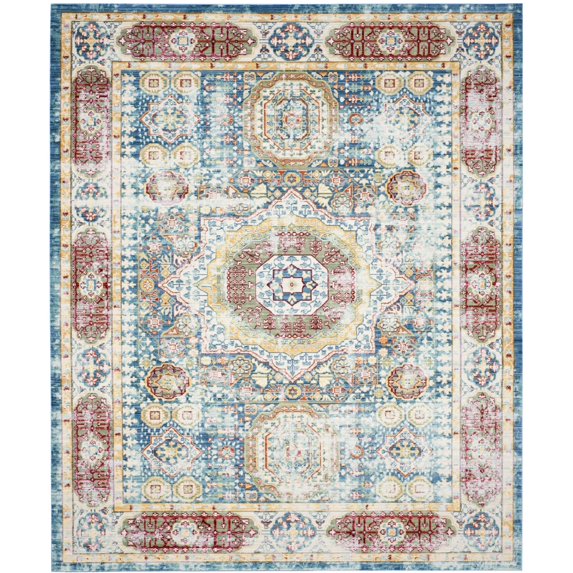 SAFAVIEH Valencia Makayla Overdyed Polyester Runner Rug, Blue/Multi, 2'3" x 6'