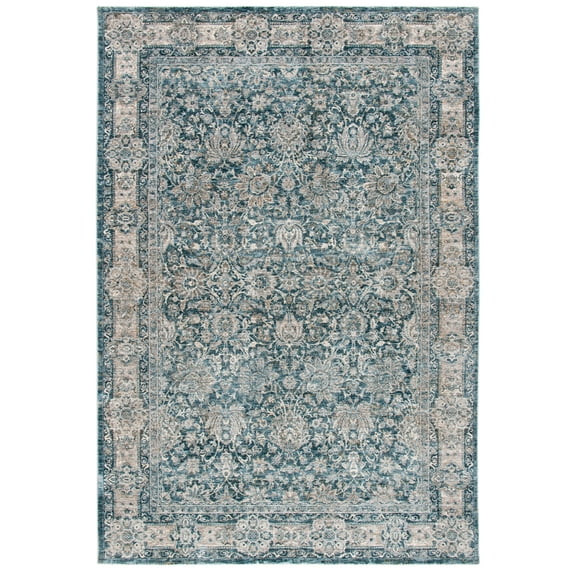 SAFAVIEH Valencia Maria Oriental Polyester Area Rug, Blue/Beige, 8' x 10'