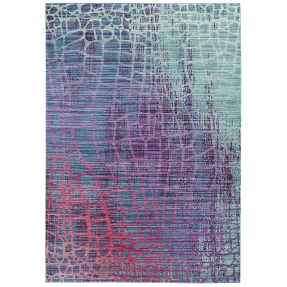 SAFAVIEH Valencia Nurten Abstract Polyester Area Rug, Blue/Fuchsia, 4' x 6'