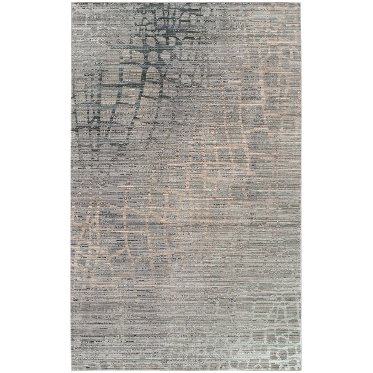 Grey and Multicolor Abstract 4' x 6' Synthetic Area Rug