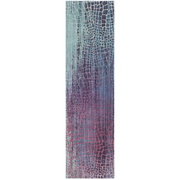 SAFAVIEH Valencia Nurten Abstract Polyester Runner Rug, Blue/Fuchsia, 2'3" x 10'