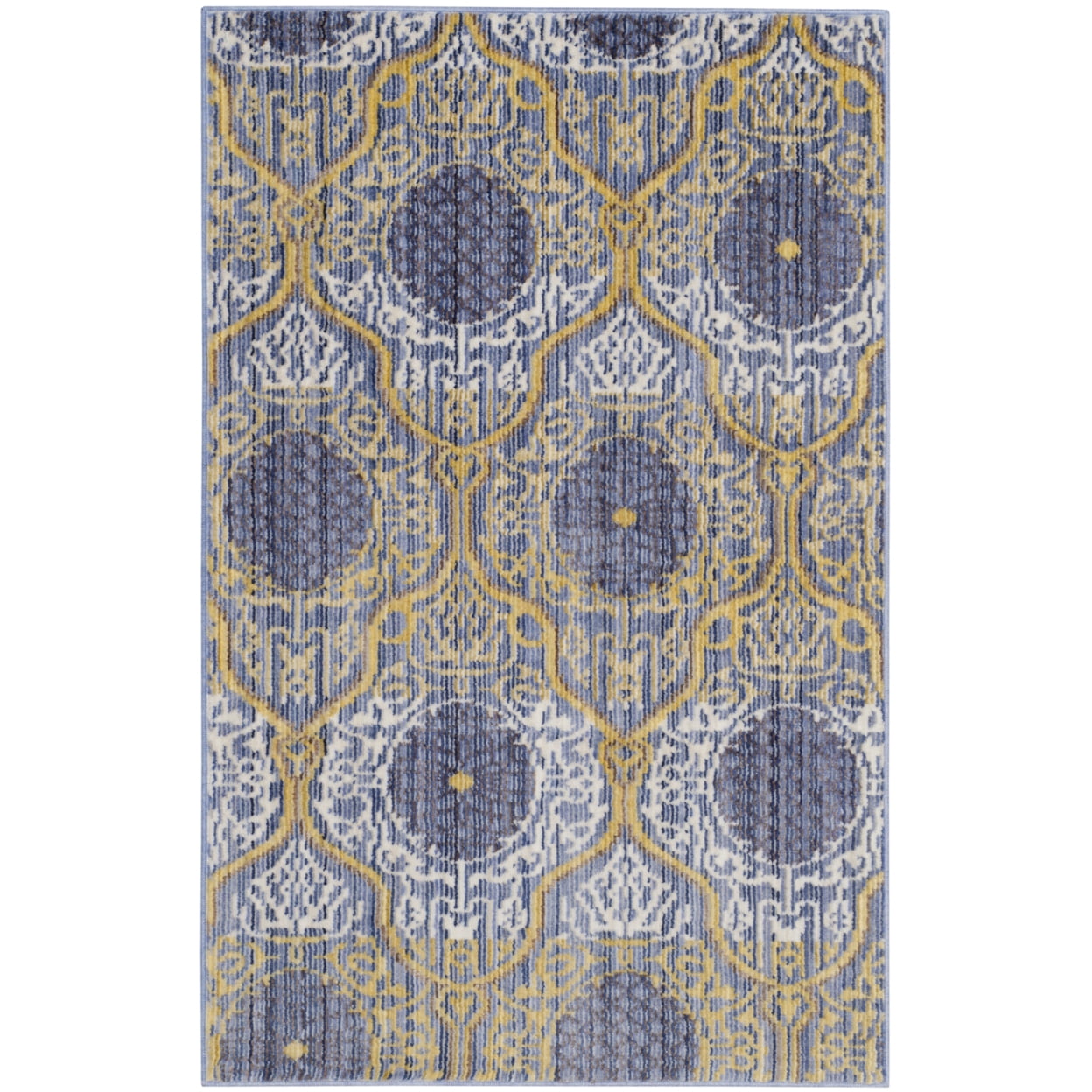 SAFAVIEH Valencia Raschelle Quatrefoil Polyester Area Rug, Lavender/Gold, 2' x 3'