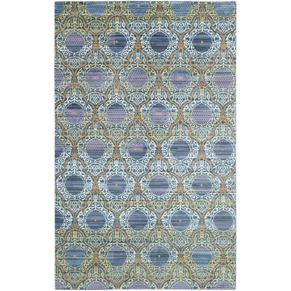 SAFAVIEH Valencia Raschelle Geometric Polyester Area Rug, Lavender/Gold, 4' x 6'