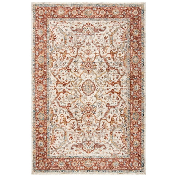 SAFAVIEH Valencia Renae Medallion Polyester Area Rug, Ivory/Rust, 5' x 8'