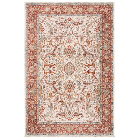 SAFAVIEH Valencia Renae Medallion Polyester Area Rug, Ivory/Rust, 8' x 10'