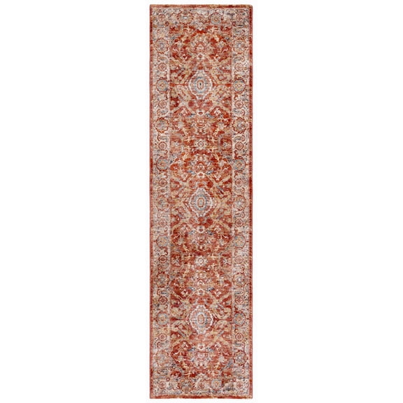 SAFAVIEH Valencia Renae Medallion Polyester Runner Rug, Rust/Beige, 2' x 8'