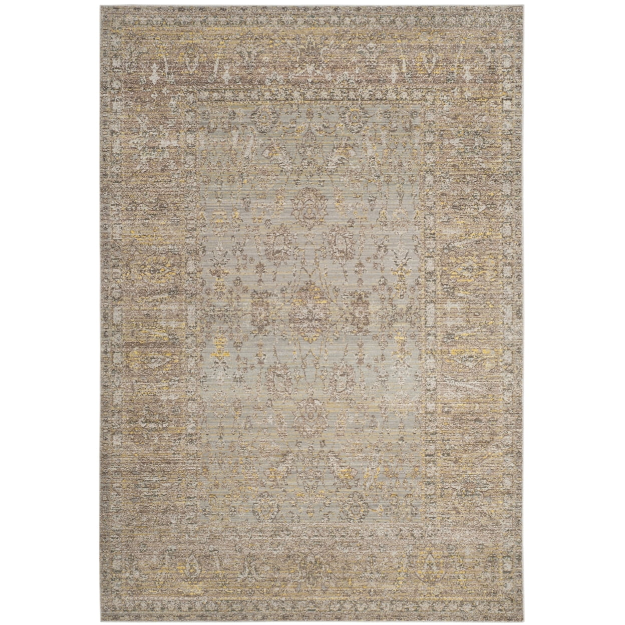 SAFAVIEH Valencia Tristen Floral Bordered Polyester Area Rug, Grey/Multi, 6' x 9'