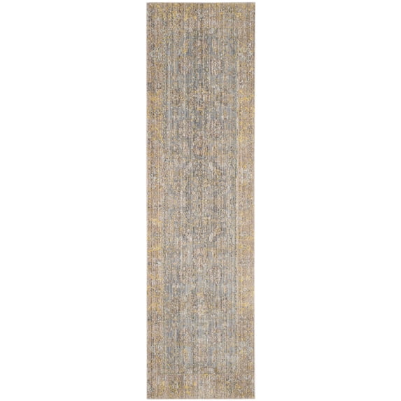 SAFAVIEH Valencia Tristen Floral Bordered Polyester Runner Rug, Grey/Multi, 2'3" x 10'