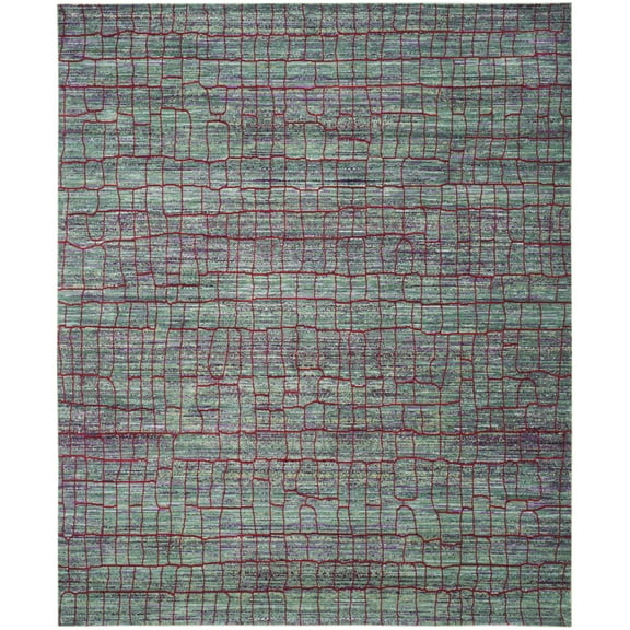SAFAVIEH Valencia Ulysses Abstract Polyester Area Rug, Green/Red, 4' x 6'