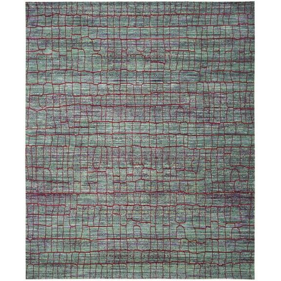 SAFAVIEH Valencia Ulysses Abstract Polyester Area Rug, Green/Red, 9' x 12'