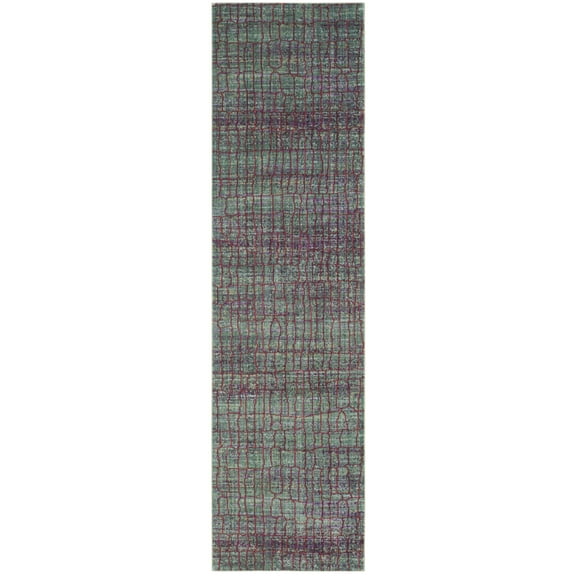 SAFAVIEH Valencia Ulysses Abstract Polyester Runner Rug, Green/Red, 2'3" x 8'
