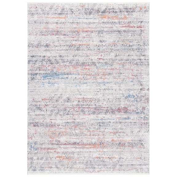 SAFAVIEH Valencia Zen Geometric Area Rug, Grey/Orange, 5' x 8'