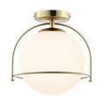 thumbnail image 1 of SAFAVIEH Valise 11 in. Mid-century Gold Iron Mount Light with White Glass Shade, 1 of 11