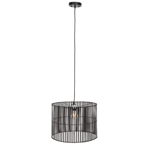SAFAVIEH Valley A19 Black Rattan Pendant Light with Black Shade