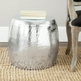 thumbnail image 1 of SAFAVIEH Vanadium Round Hammered Stool Silver, 1 of 4