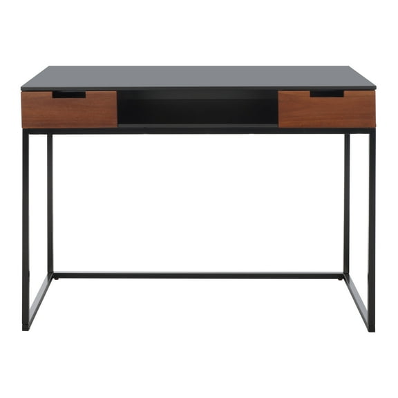 SAFAVIEH Vance Modern 2 Drawer 1 Shelf Desk , Brown/Black (42 in. W x 20 in. D x 30 in. H)