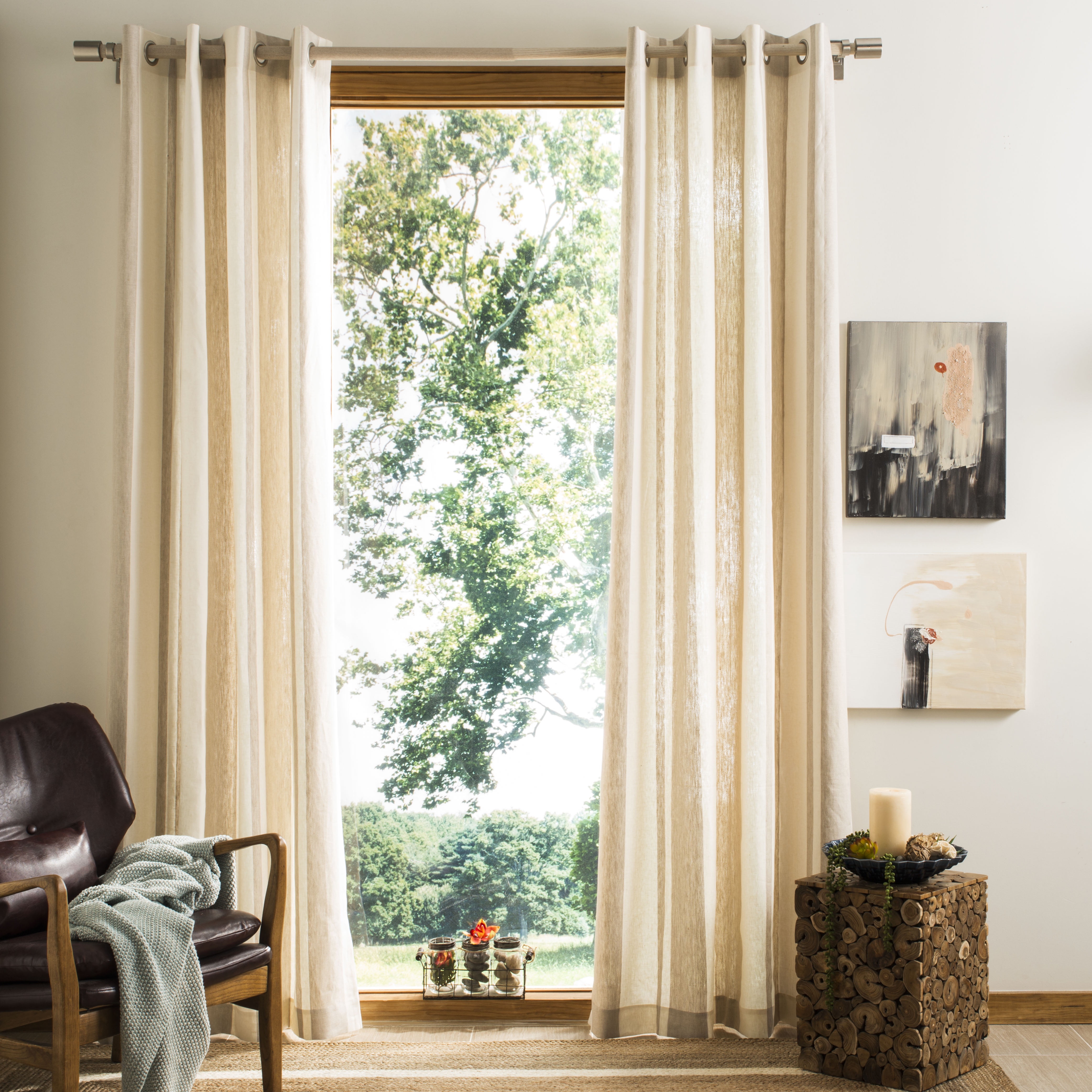 Ivory Linen and Cotton Sheer Grommet Window Panel