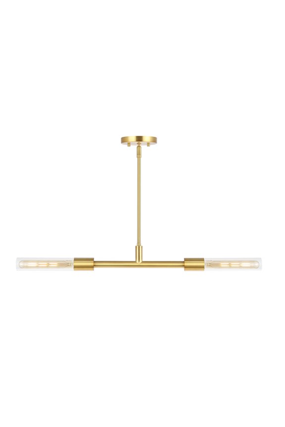 Vasei 2-Light Brass Metal Pendant Light with Clear Glass Shade