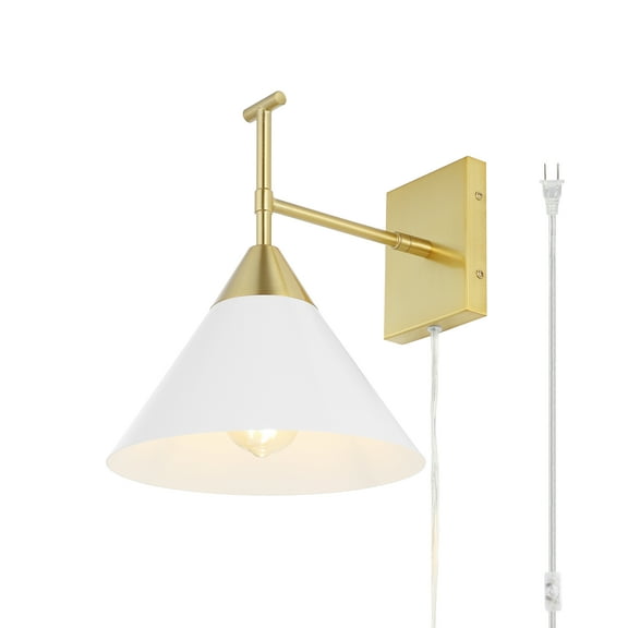 SAFAVIEH Velezia LED Gold Metal Wall Sconce with White Shade