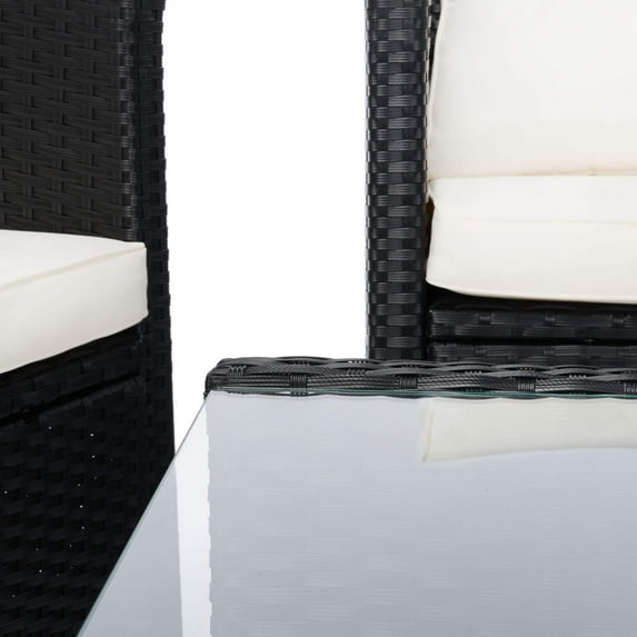 SAFAVIEH Vellor Outdoor Patio 4 Piece Conversation Set, Black/White