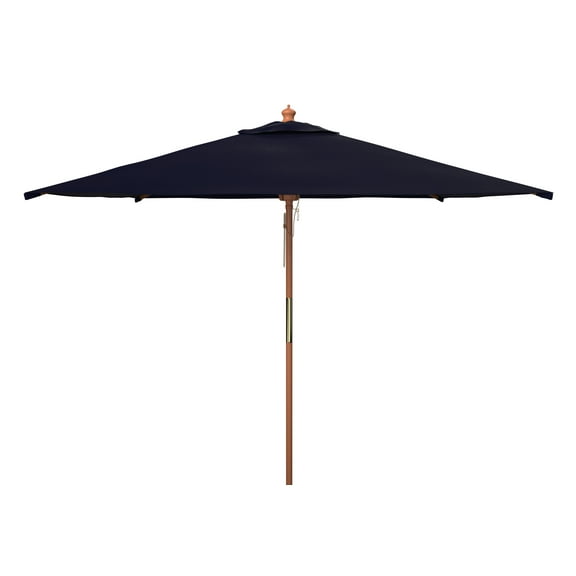 SAFAVIEH Velop 7.5' Wooden Pulley Market Square Umbrella, Navy