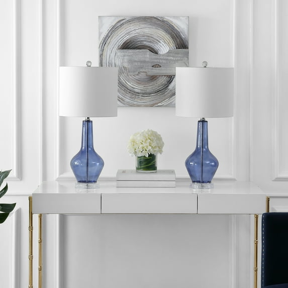 SAFAVIEH Velor 24 in. H Modern Glass Table Lamp, Blue