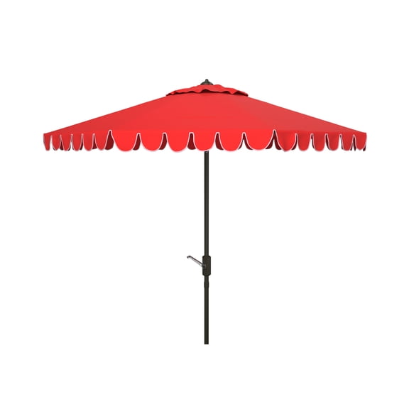 SAFAVIEH Venice 11' Market Crank Round Umbrella, Red