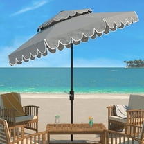 SAFAVIEH Venice 9' Market Crank Double Top Patio Umbrella, Grey
