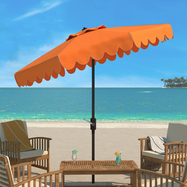 SAFAVIEH Venice 9' Market Crank Tilt Patio Umbrella, Orange