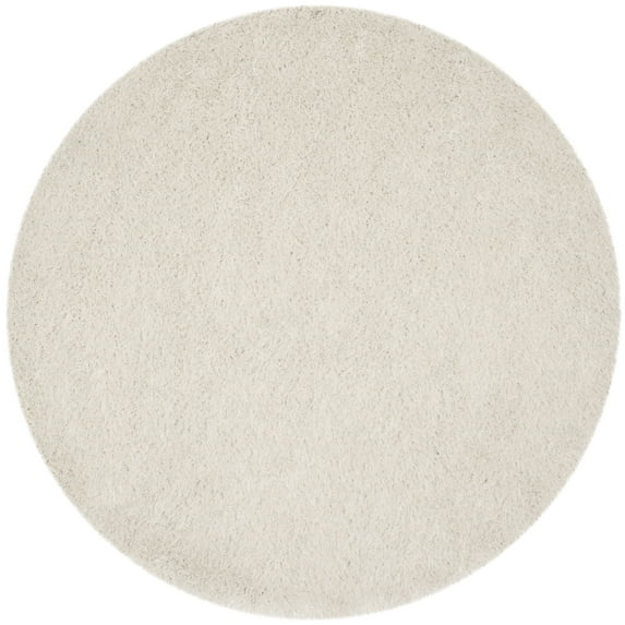 SAFAVIEH Venice Solid Shag Area Rug, Pearl, 8' x 8' Round