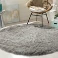 thumbnail image 1 of SAFAVIEH Venice Solid Shag Area Rug, Silver, 8' x 8' Round, 1 of 8