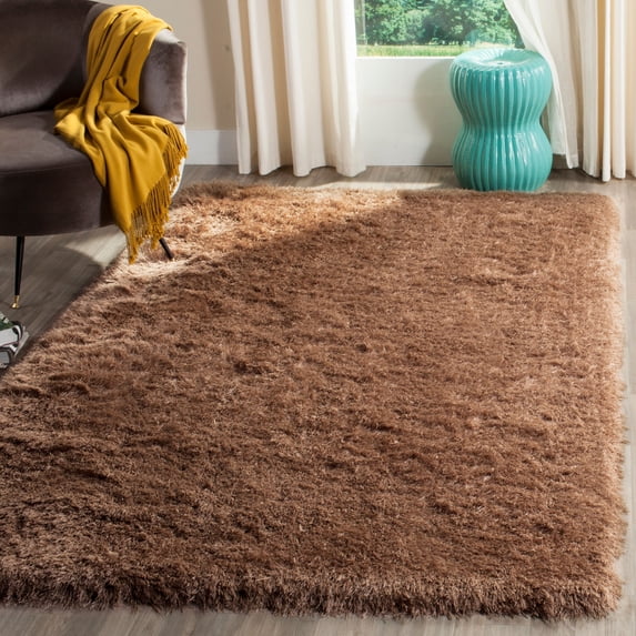 SAFAVIEH Venice Solid Shag Area Rug, Taupe, 6' x 9'