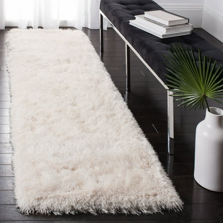 SAFAVIEH Venice Solid Shag Runner Rug, Pearl, 2'3" x 10'