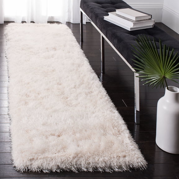 SAFAVIEH Venice Solid Shag Runner Rug, Pearl, 2'3" x 10'