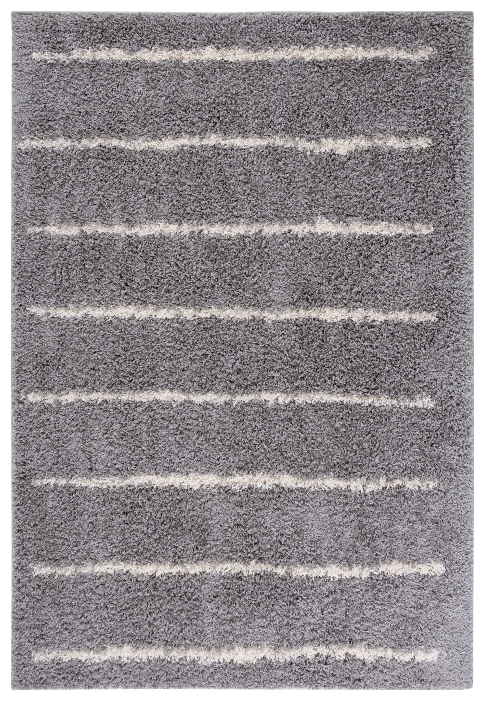 Venus Grey and Ivory Synthetic Shag Rug, 2'7" x 5'