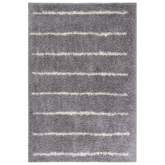 SAFAVIEH Venus Anuki Striped Shag Area Rug, 2'7" x 5', Grey/Ivory
