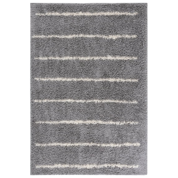 SAFAVIEH Venus Anuki Striped Shag Area Rug, 5'3" x 7'6", Grey/Ivory